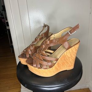 Brown Leather Wedges